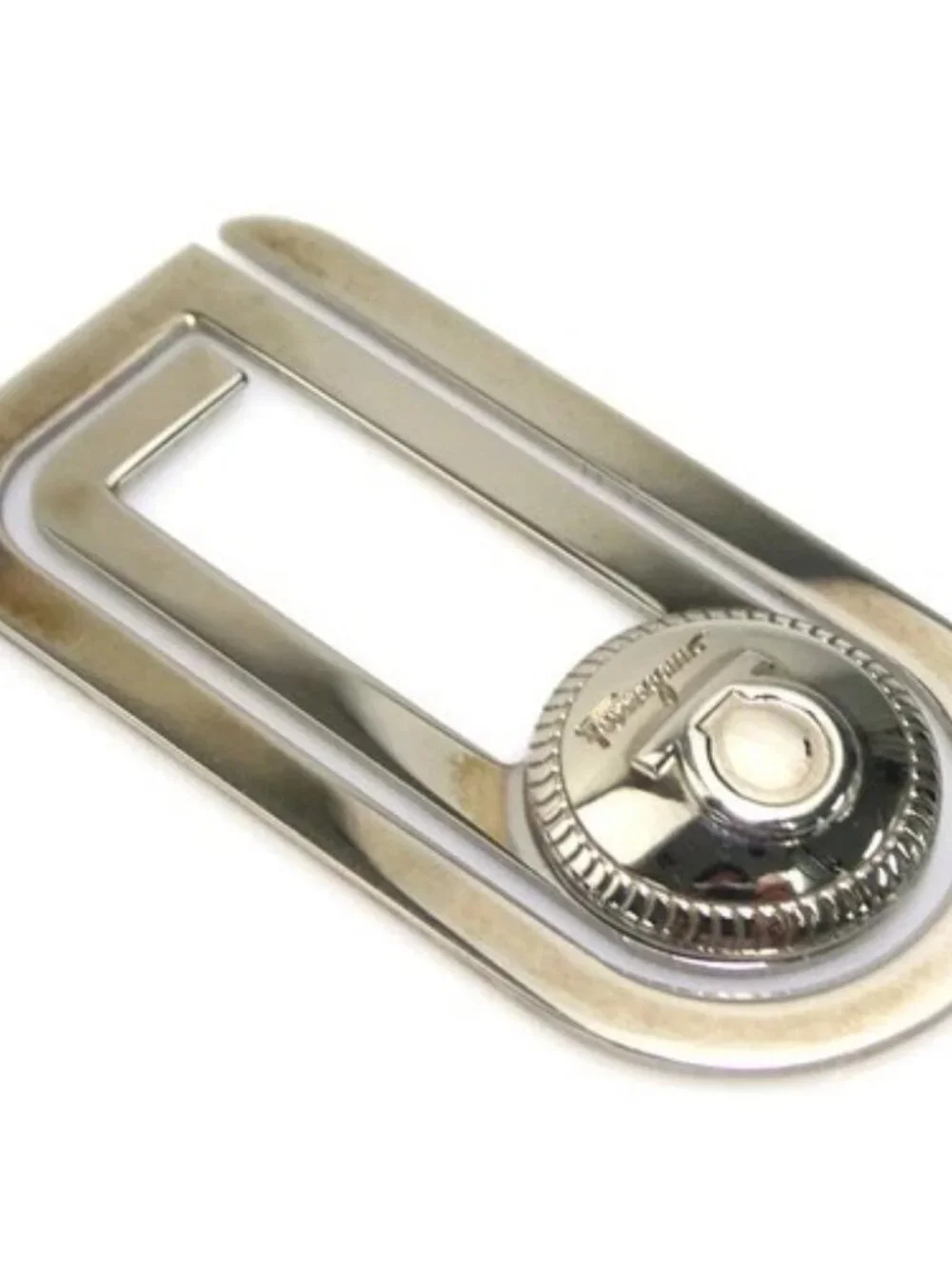 Auth Salvatore Ferragamo Gancini Money Clip Silver Metal - e61689a